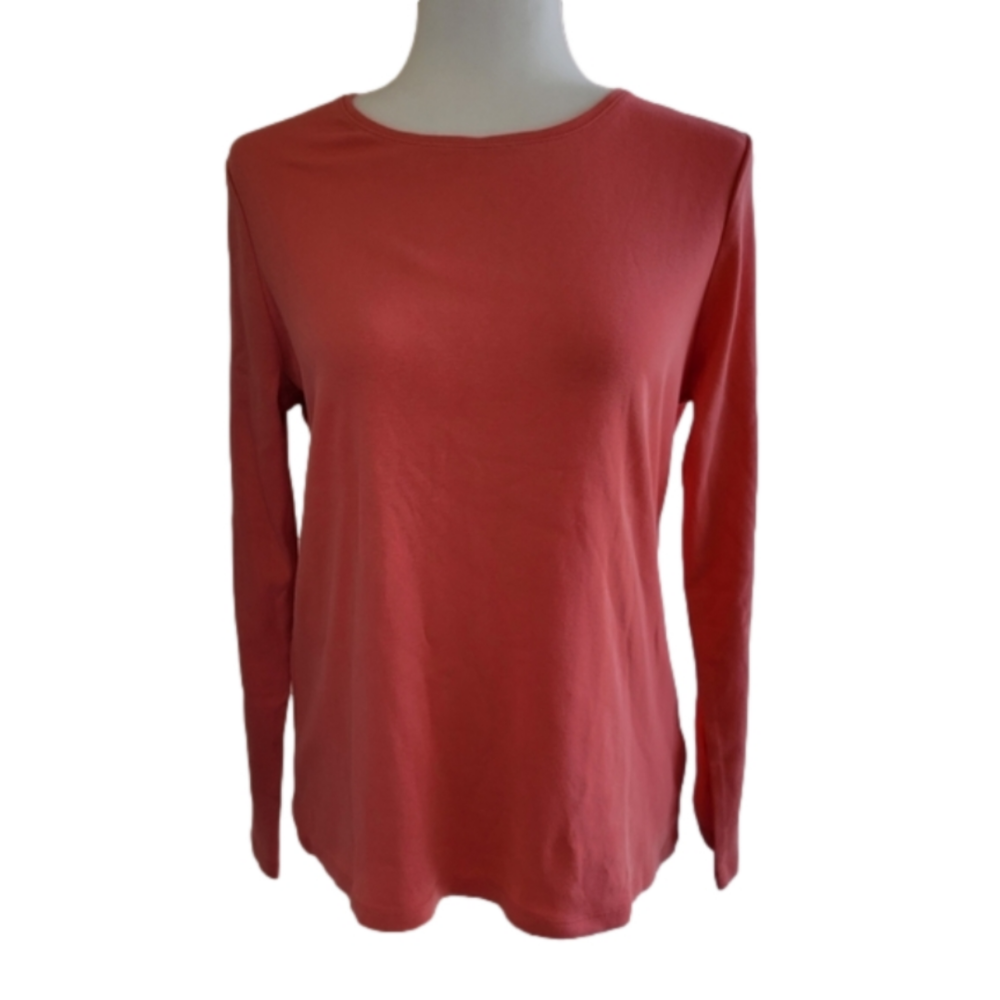 Talbots 100% Cotton Crewneck Long Sleeve T-shirt EUC Size Large Petite